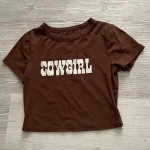 Brown "COWGIRL" crop top